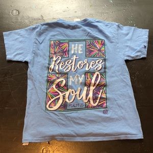 Girls blue bible verse t-shirt